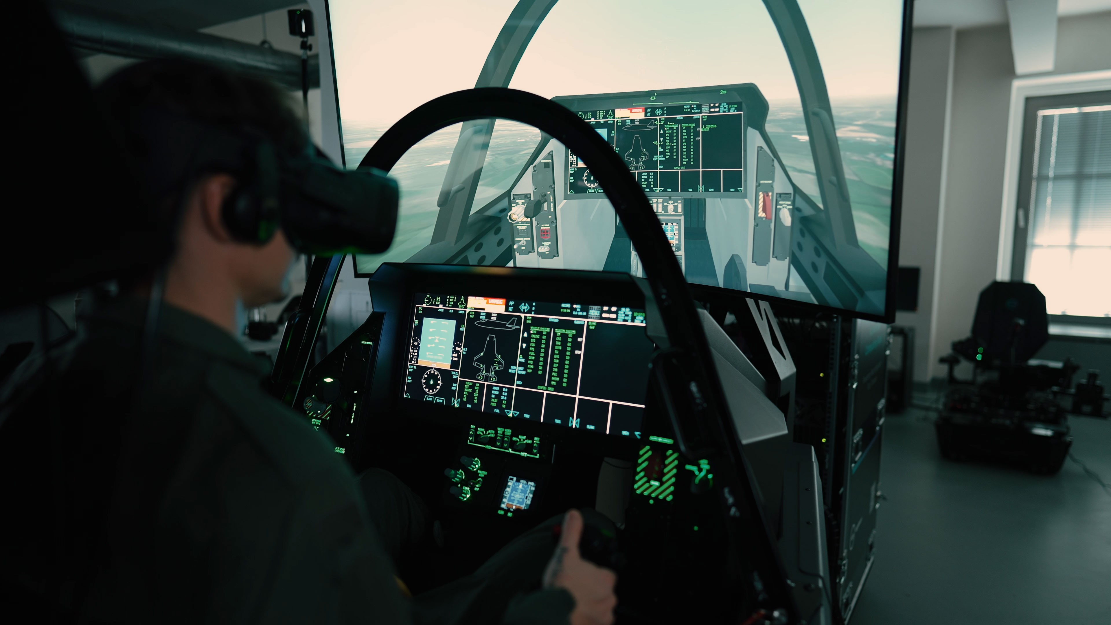 F-35 training cockpit simulation with Somnium VR1; Vrgineers